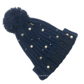 Femmes Unisexe Automne Hiver Chaud Tricoté Perles Perles POM POM Casquettes Bonnet Chapeau Tressé (HW121)